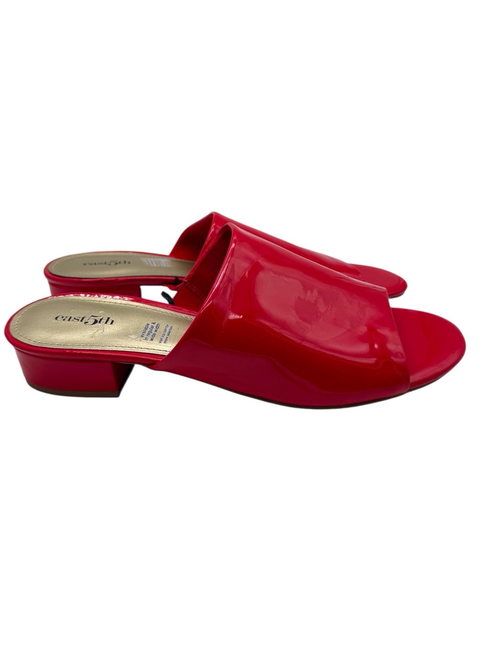 East 5th red patent leather slip-on slide sandals w/low block heel women’s sz 10